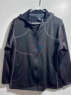 Tri-Mountain Black Hooded Full-Zip Sweatshirt Size XL (656)